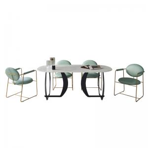 现代极简·岩板餐桌·CLJ-LQ-CT-805A·椭圆餐桌椅